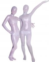Cheap White Transparent Velvet Unisex Zentai Suit