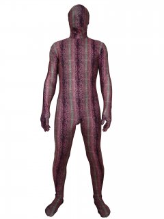 Cheap Burgundy Snakeskin Motif Lycra Unisex Zentai Suit