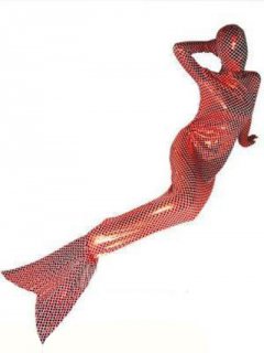 Cheap Darkred Shiny Metallic Mermaid Suit