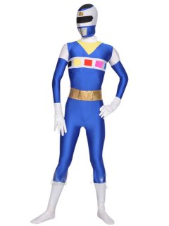 Cheap Blue White Halloween Unisex Lycra Zentai Suit