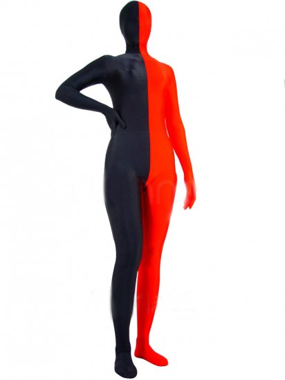 Cheap Black with Red Lycra Spandex Unisex Zentai Suit - Click Image to Close