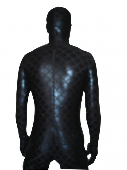 Cheap Black Fish Scale Shiny Metallic Zentai Suits - Click Image to Close