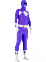 Cheap Violet and White Lycra Spandex Unisex Zentai Suit