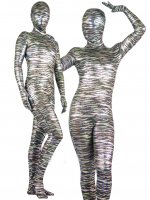 Cheap Black & Silver Shiny Metallic Unisex Zentai Suit