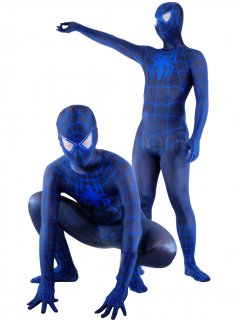 Cheap Lycra Spandex Deep Blue Spiderman Costume Suit Outfit Zent