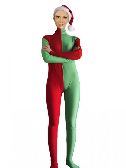 Cheap Red and Green Christmas Zentai Suit - Click Image to Close