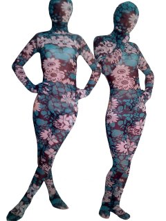 Cheap Flower Pattern D Lycra Spandex Unisex Zentai Suit