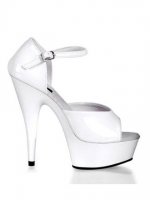 Cheap 6''High Heel White PU Ankle Straps Sexy Platform Sandals