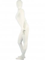 Cheap White Cotton Lycra Unisex Zentai Suit