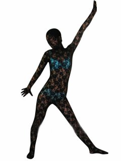 Cheap Black Unisex Lace Zentai Suit