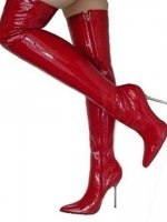 Cheap Red 47/10'' High Heel patent leather PU thigh high Sexy B