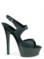 Cheap 6'' High Heel Black PU Ankle Straps Sexy Platform Sandals