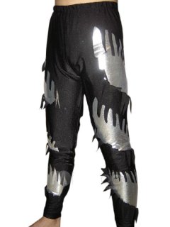 Cheap Black Silver Shiny Metallic Pants