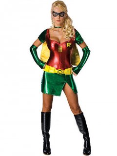 Cheap Red Batgirl Robin Lycra Shiny Metallic Super Hero Costume