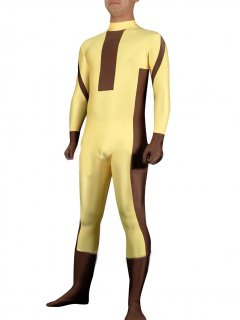 Cheap Coffe & Yellow Lycra Spandex Unisex Zentai Suit