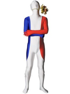 Cheap Pattern Of French Flag Unisex Lycra Zentai Suit