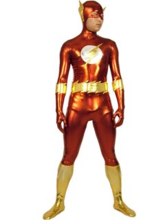 Cheap Red And Gold Halloween The Flash Shiny Metallic Super Hero
