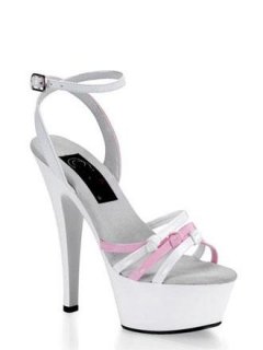 Cheap 6'' High Heel White PU Ankle Straps Sexy Platform Sandals