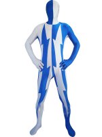 Cheap White And Blue Matchcolor Lycra Zentai Suit