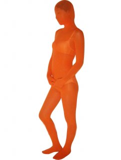Cheap Orange Transparent Velvet Unisex Zentai Suit