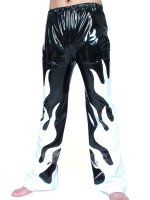 Cheap Black PVC White Pattern Pants