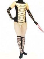 Cheap Female Black And Yellow Spandex Catsuit