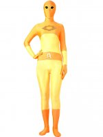 Cheap Orange with Yellow Lycra Spandex Unisex Zentai Suit