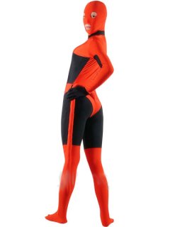 Cheap Red And Black Lycra Spandex Zentai Suit