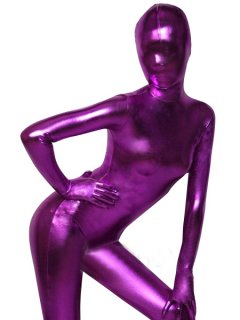 Cheap Purple Shiny Metallic Zentai Suit