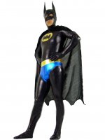 Cheap Shiny Metallic Batman Costume with Black Cape