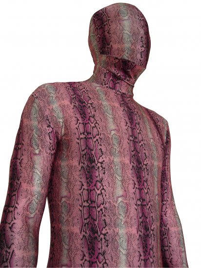 Cheap Burgundy Snakeskin Motif Lycra Unisex Zentai Suit - Click Image to Close