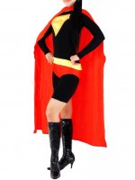 Cheap Lycra Spandex Half Length Supergirl With Red Cape