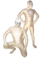 Cheap Golden Lycra Spandex Unisex Spiderman Costume with White S