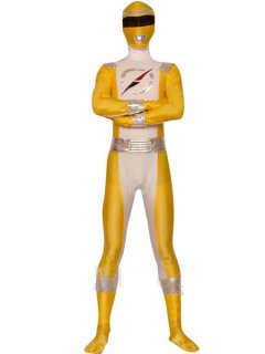 Cheap Yellow And Silver Halloween Lycra Spandex Super Hero Costu