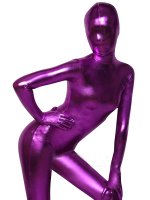 Cheap Purple Shiny Metallic Zentai Suit