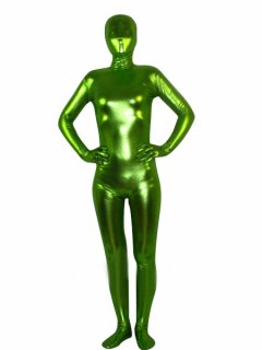 Cheap Spring Green Unicolor Unisex Shiny Metallic Zentai Suit
