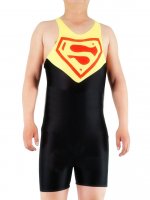 Cheap Lycra Spandex Yellow Superman Half Length Sleeveless Leota