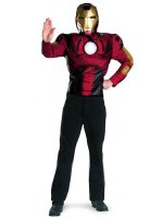 Cheap Iron Man Shiny Metallic Super Hero Costume