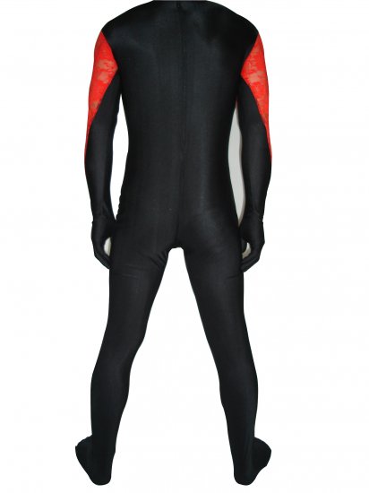 Cheap Black And Red Lycra Lace Zentai Catsuits - Click Image to Close