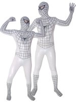 Cheap White Shiny Metallic Unisex Spiderman Costume Suit Outfit