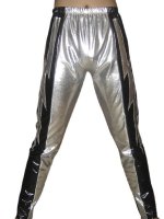 Cheap Black Silver Shiny Metallic Pants