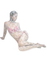 Cheap White Transparent Lace Velvet Zentai Suit