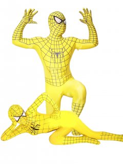 Cheap Yellow Lycra Spandex Unisex Spiderman Costume Suit Outfit