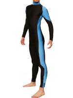 Cheap Black Blue Stripes Spandex Lycra Catsuit