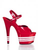 Cheap 6''High Heel Red PU Ankle Straps Sexy Platform Sandals