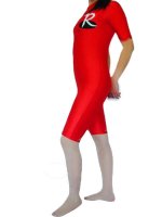 Cheap Red And White Spandex Short Sleeves Female Catsuit