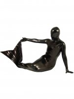 Cheap Black Shiny Metallic Mermaid Suit