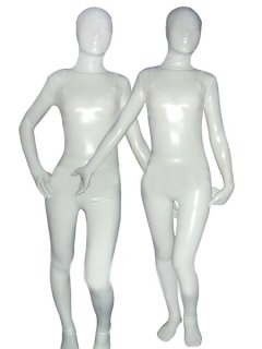 Cheap White Cream Shiny Metallic Unisex Zentai Suit