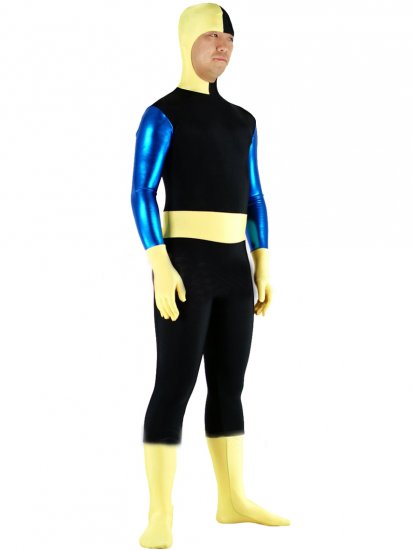 Cheap Yellow with Black Lycra Spandex Unisex Zentai Suit with Bl - Click Image to Close