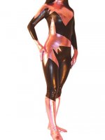Cheap Brown And Pink Unisex Shiny Metallic Catsuit